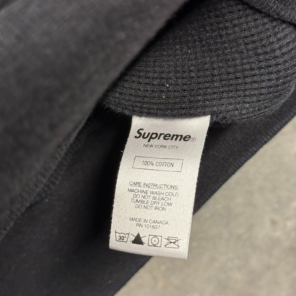 Supreme Script Logo Thermal Lined Zip Up Hoodie Mens Medium Black Made in Canada - Picture 6 of 8